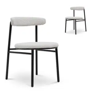 Miri Fabric Dining Chair Moon White Black Legs Set of 2