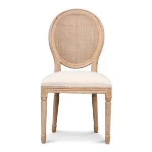 Light beige elm dining chair with linen-cotton upholstery