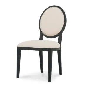 Light Beige Fabric Dining Chair with Black Frame - Set of 2