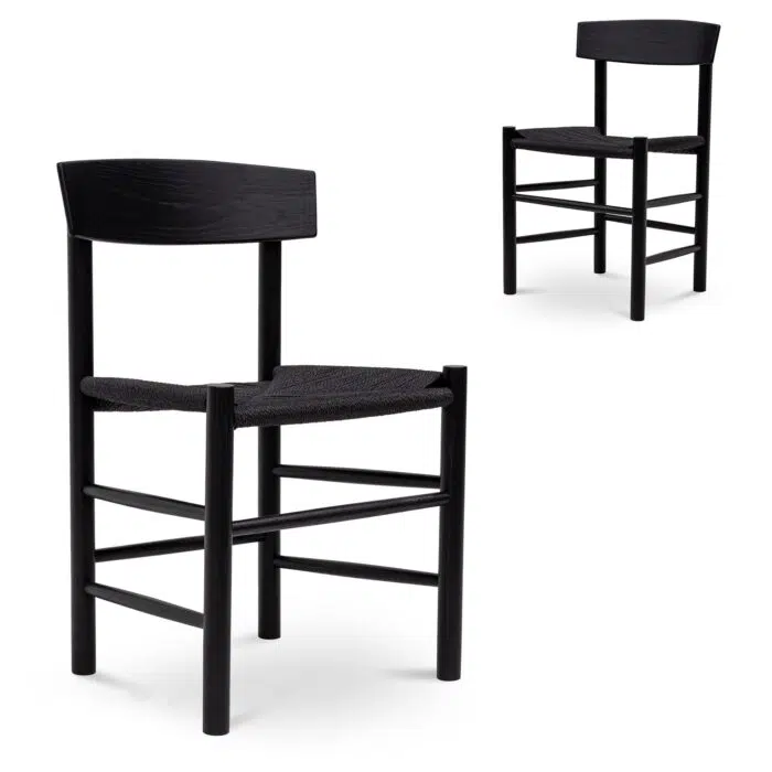 Aiden Rattan Dining Chair – Full Black (Set of 2)