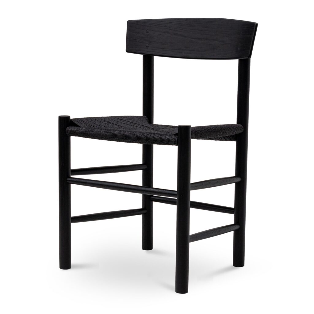 Black Rattan Modern Scandinavian Dining Chair Set of 2
