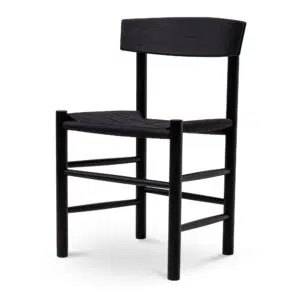Black Rattan Modern Scandinavian Dining Chair Set of 2