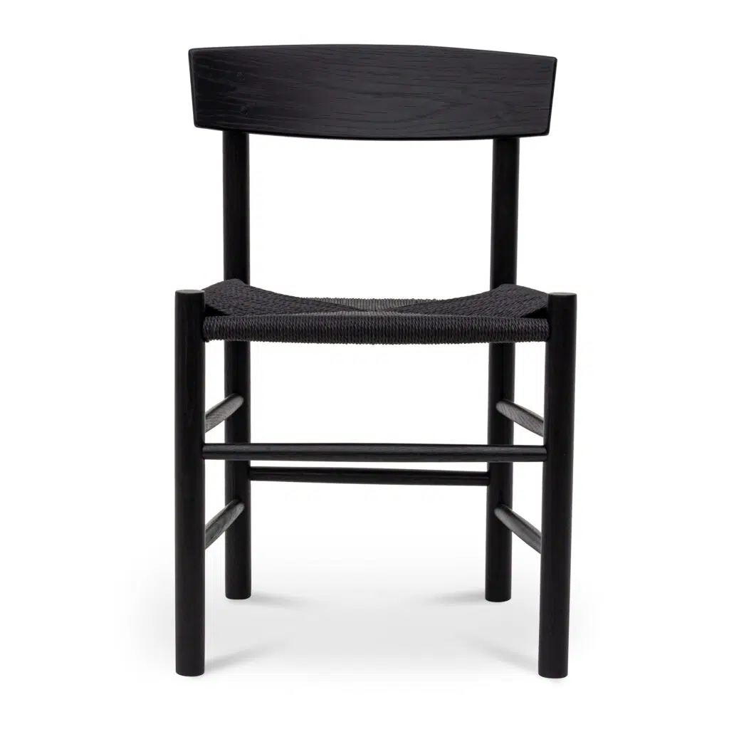 Modern Scandinavian Black Rattan Dining Chair Set of 2