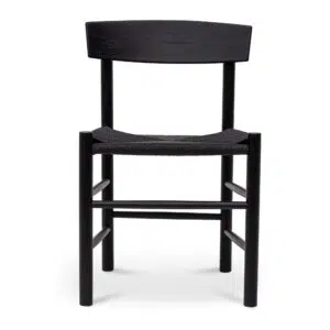 Modern Scandinavian Black Rattan Dining Chair Set of 2