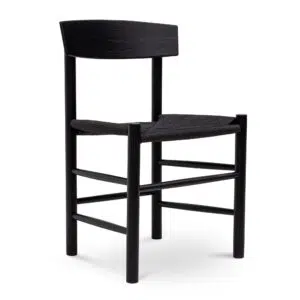 Modern Scandinavian Black Rattan Dining Chair Set of 2