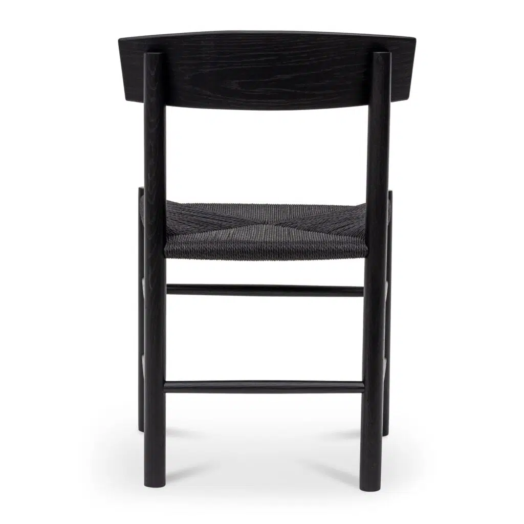 Black Rattan Dining Chair Set of 2 Modern Scandinavian