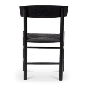 Black Rattan Dining Chair Set of 2 Modern Scandinavian