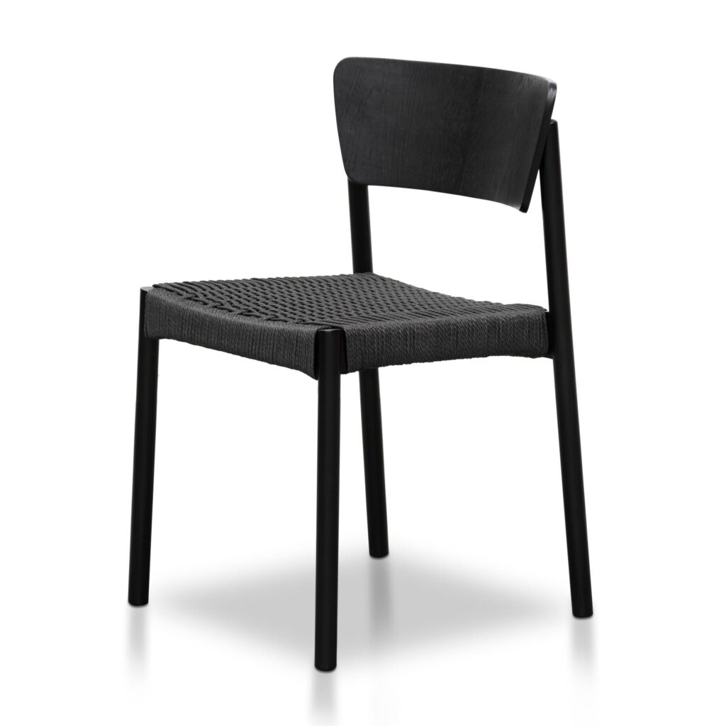 Simo Black Rope Seat Dining Chair Set of 2 Elegant Design