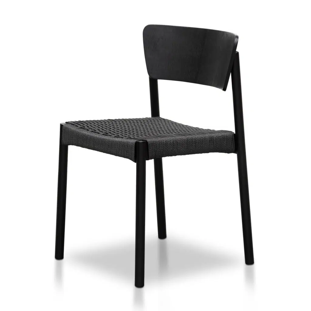 Simo Black Rope Seat Dining Chair Set of 2 Elegant Design