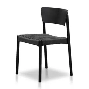 Simo Black Rope Seat Dining Chair Set of 2 Elegant Design