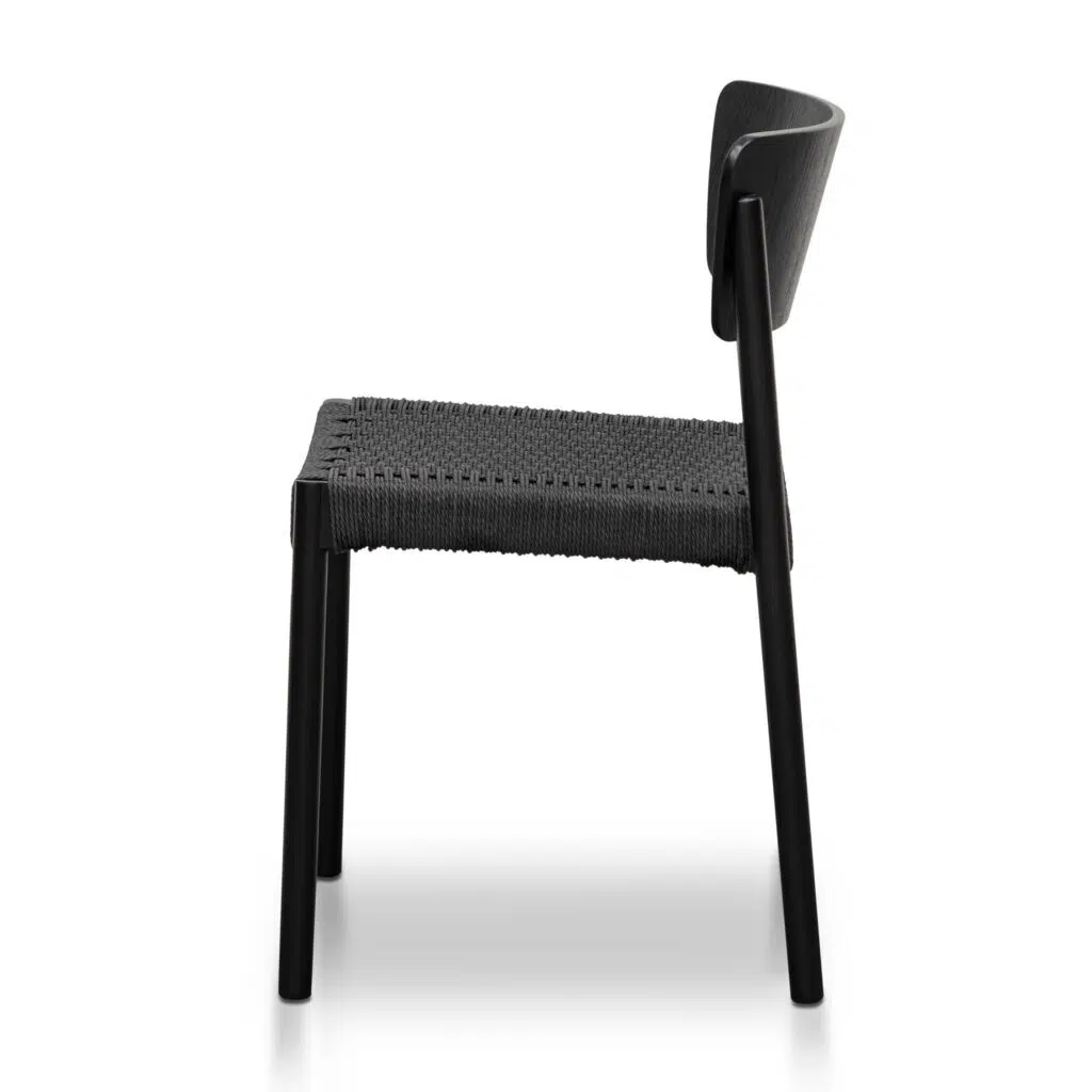 Simo Black Rope Seat Dining Chair Set of 2 Ash Frame