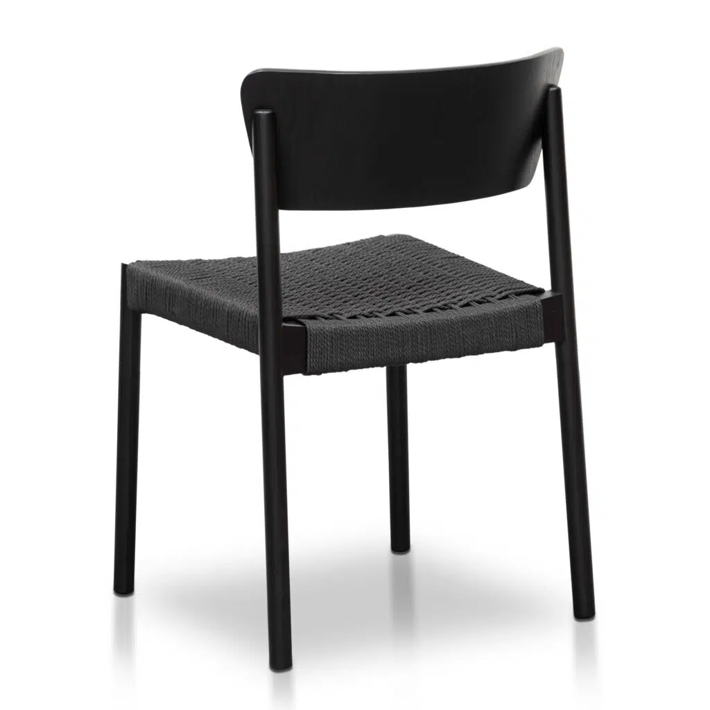 Elegant Black Rope Seat Dining Chair Set of 2