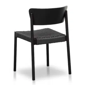 Elegant Black Rope Seat Dining Chair Set of 2