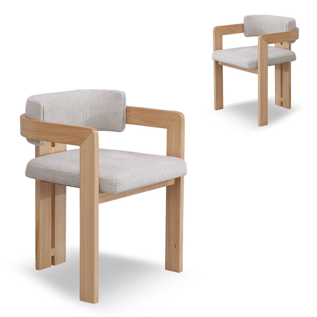 Horyn Natural Ash Dining Chair Set of 2 Stone Beige