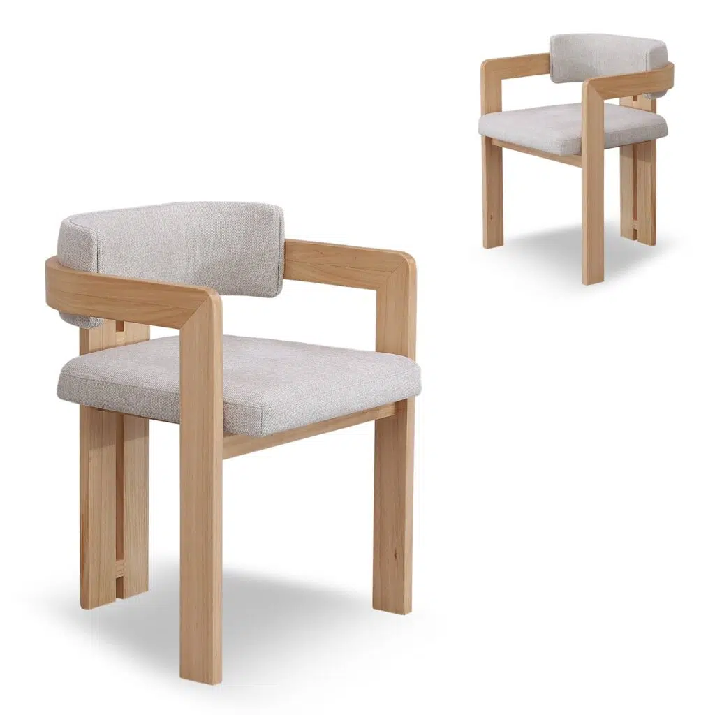 Horyn Natural Ash Dining Chair Set of 2 Stone Beige