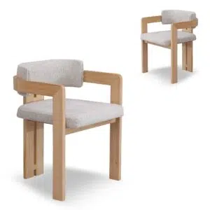 Horyn Natural Ash Dining Chair Set of 2 Stone Beige