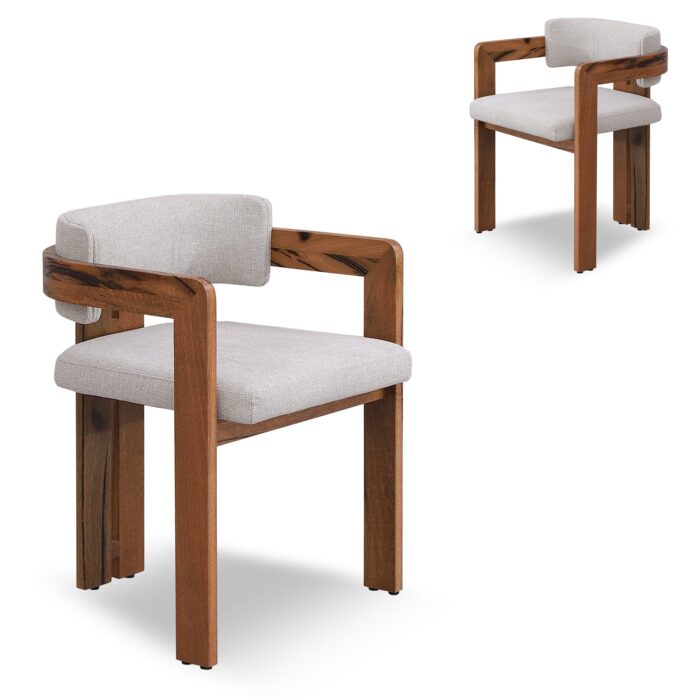 Marri Wood Dining Chair Stone Beige Set of 2
