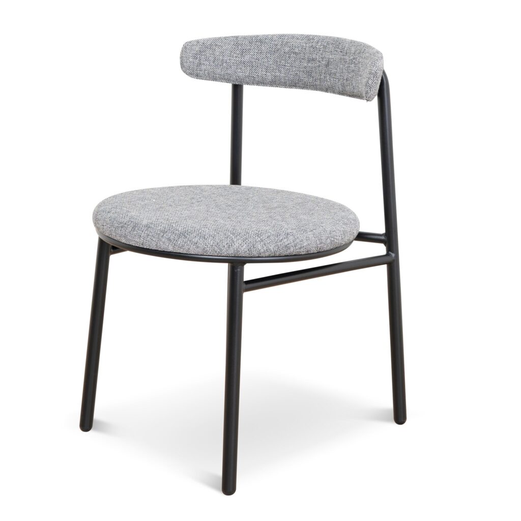 Sena Lava Grey Fabric Dining Chairs Set of 2 Modern Ergonomic