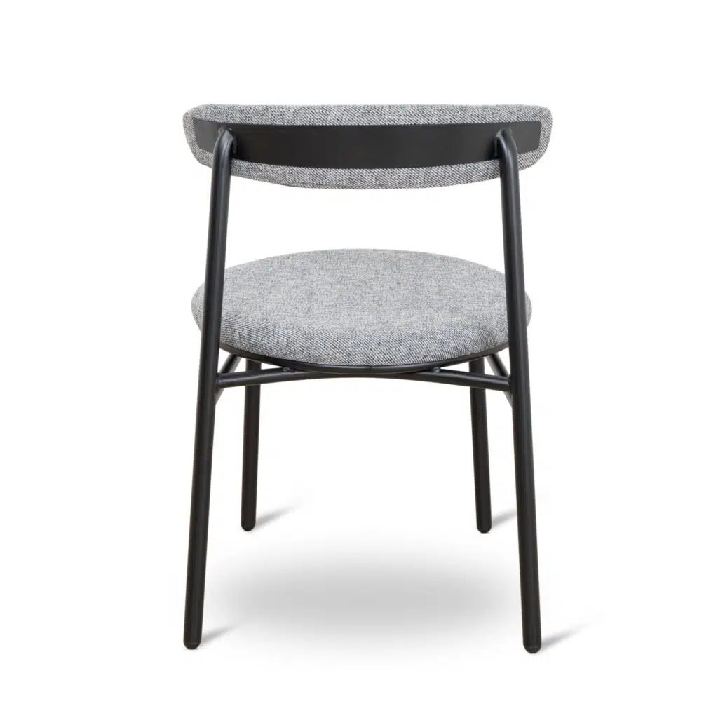 Modern Lava Grey Dining Chairs with Ergonomic Design and Black Metal Legs