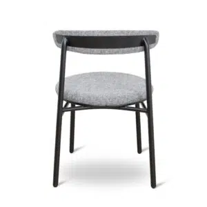 Modern Lava Grey Dining Chairs with Ergonomic Design and Black Metal Legs