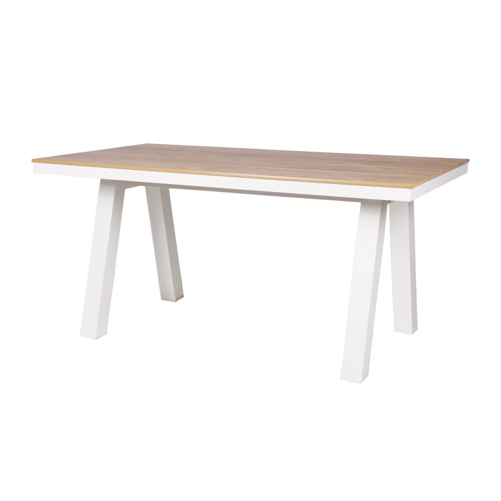 Lumo 1.8m Sand White Outdoor Dining Table Durable Polywood Teak Finish Aluminum Frame