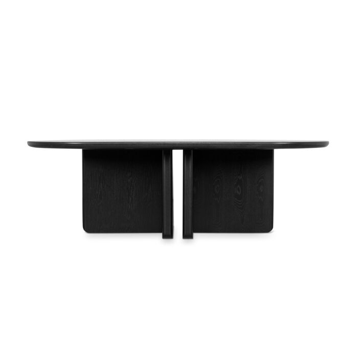 Modern 2.4m Full Black Dining Table with Geometric Base and Textured Surface