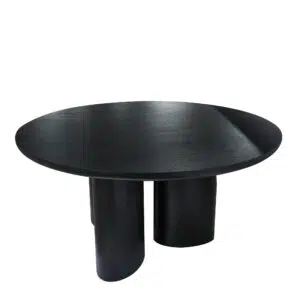 Tero 1.5m Black Oak Round Dining Table Modern Stable Trio-Leg Base