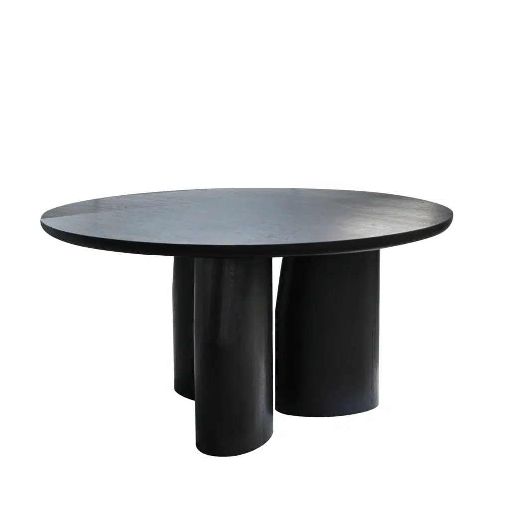 Tero 1.5m Black Oak Round Dining Table - Modern 4-6 Seater