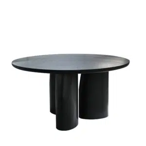 Tero 1.5m Black Oak Round Dining Table - Modern 4-6 Seater