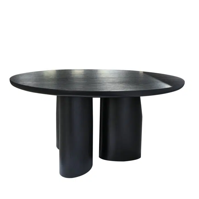 Tero 1.5m Round Dining Table – Full Black Oak