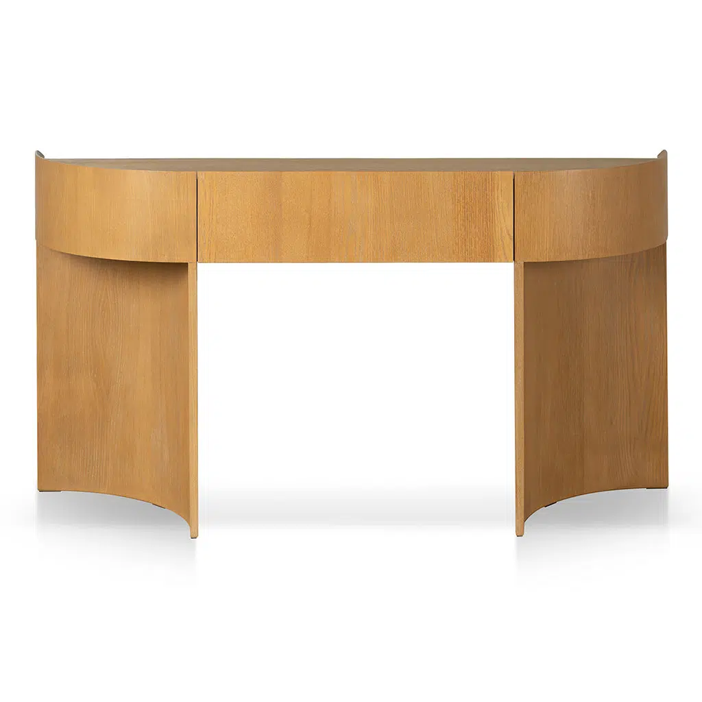 Noryn 1.5m Console Table Dusty Oak Curved Modern Design
