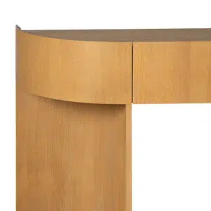Noryn 1.5m Dusty Oak Console Table – Modern Curved Entryway Design