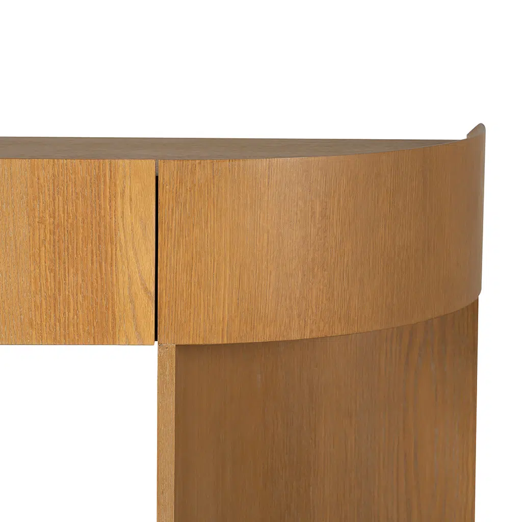 Noryn 1.5m Dusty Oak Curved Console Table – Modern Design