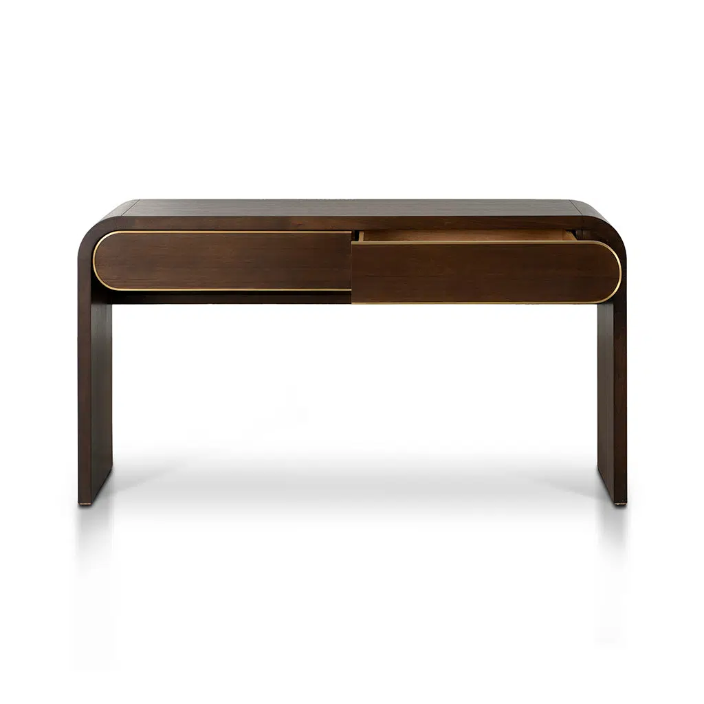 Wyra 1.5m Console Table - Walnut Engineered Wood with Modern Storage Design