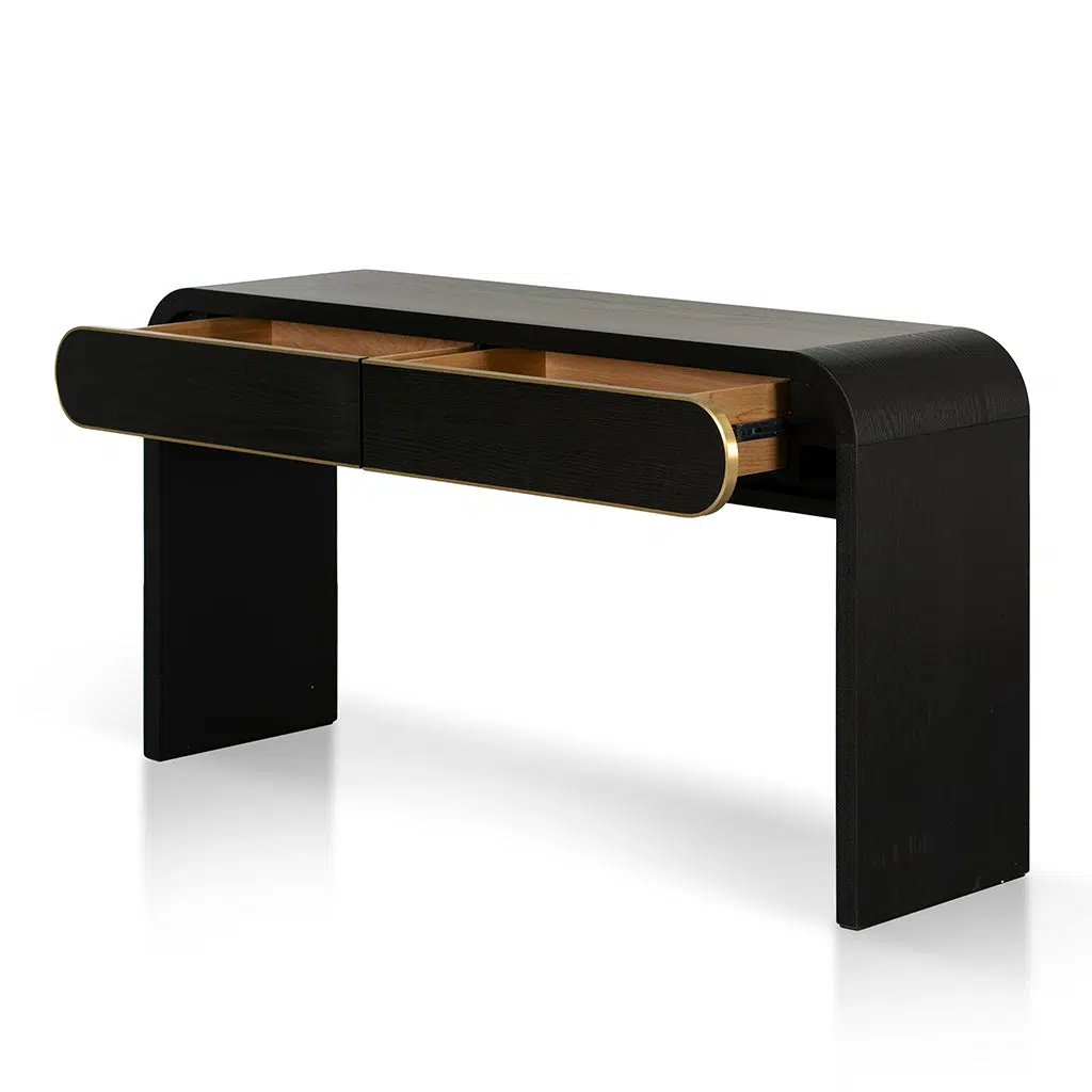 Ziven 1.5m Console Table – Textured Espresso Black, Modern Design & Storage