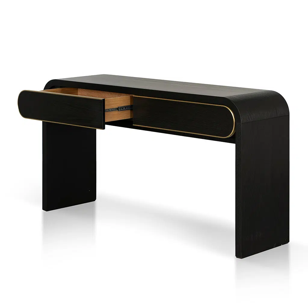 Ziven 1.5m Console Table - Textured Espresso Black, Durable, Storage
