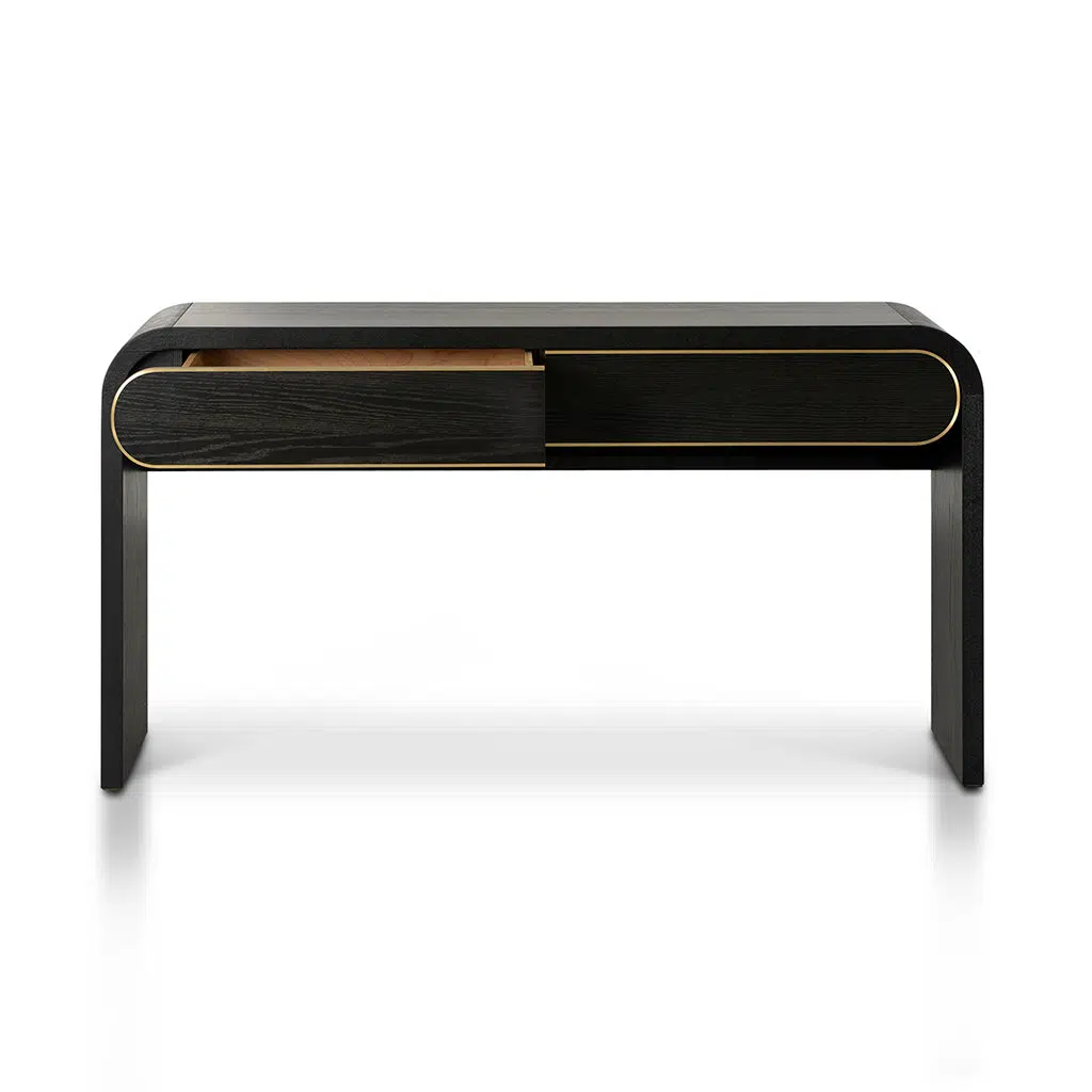 Ziven 1.5m Textured Espresso Black Console Table with Storage