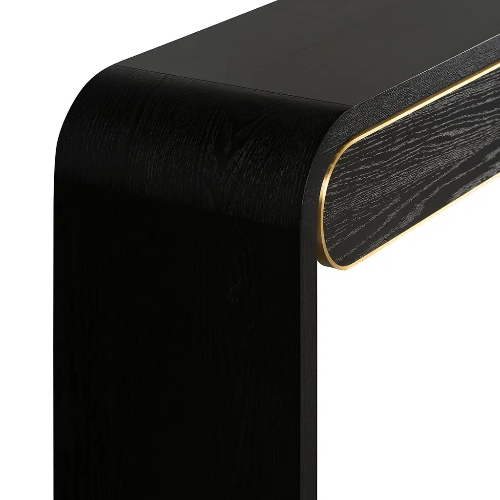 Ziven 1.5m Console Table - Textured Espresso Black with Engineered Wood and Modern Storage Design