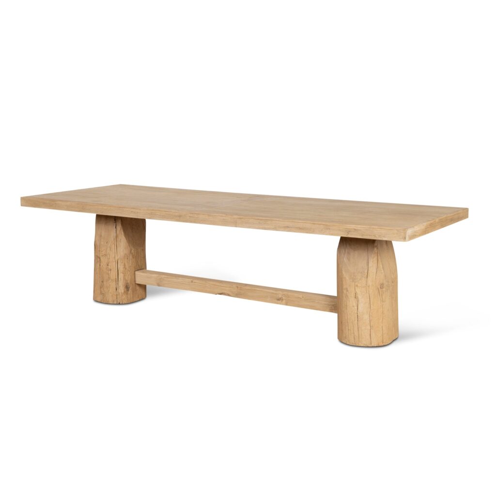 Dyls 2.2m Elm Dining Table Natural Finish Durable Solid Wood