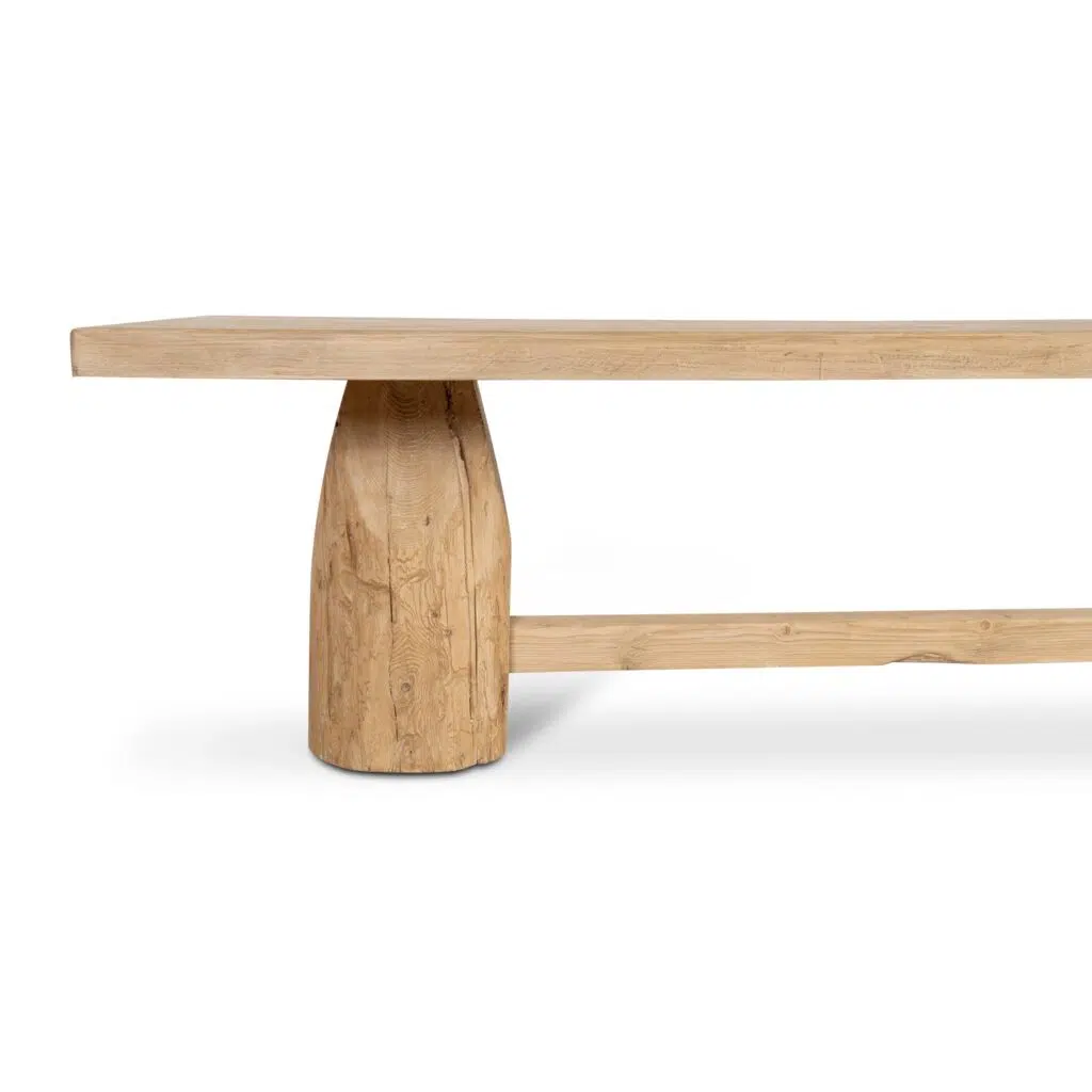 Dyls 2.2m Elm Dining Table Natural Solid Wood Durable Seats 8-10