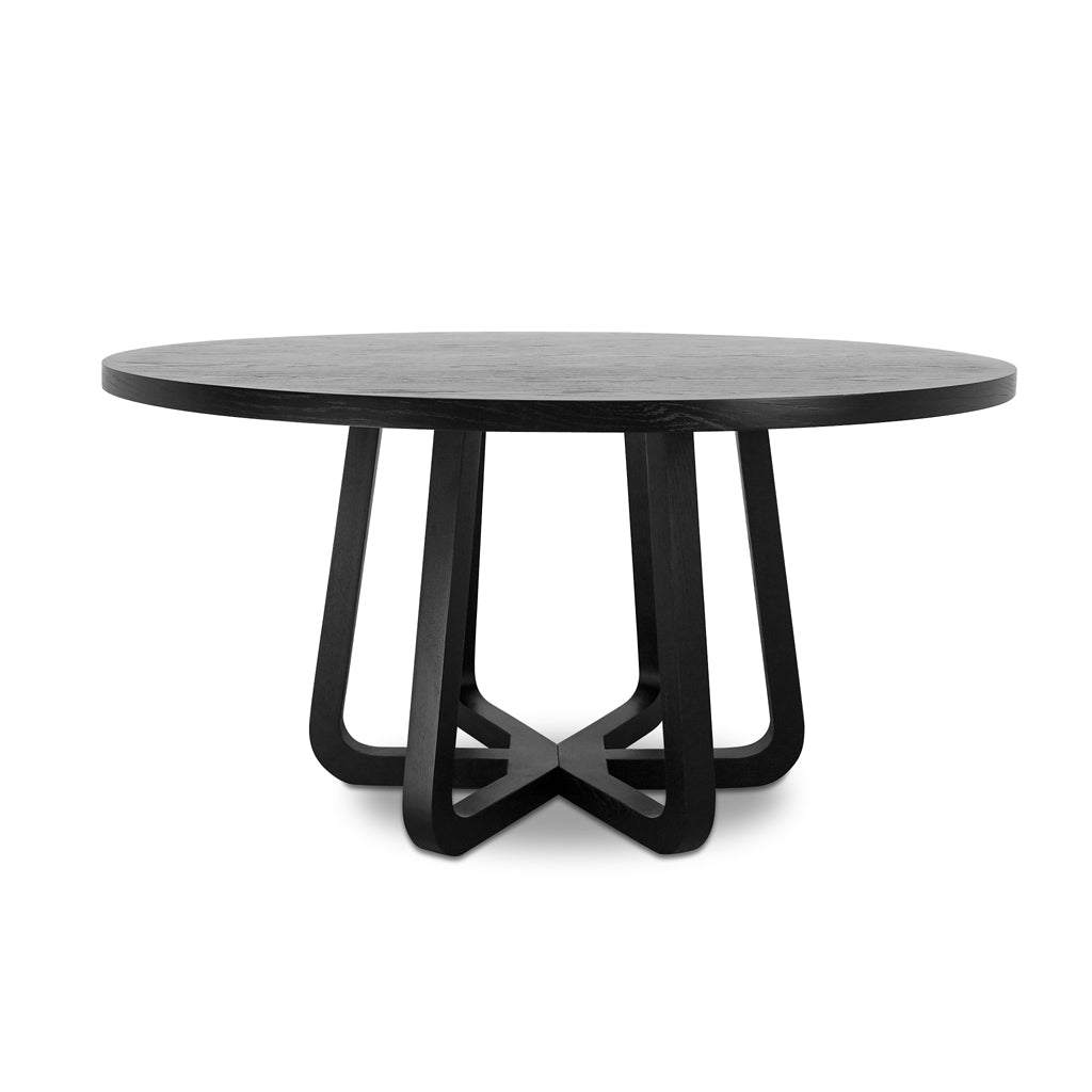 Liric 1.5m Round Black Dining Table Matte Finish Artistic Legs