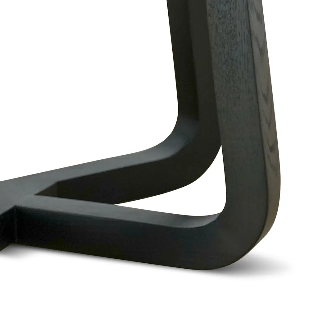 Black Round Dining Table with Artistic Solid Wood Legs