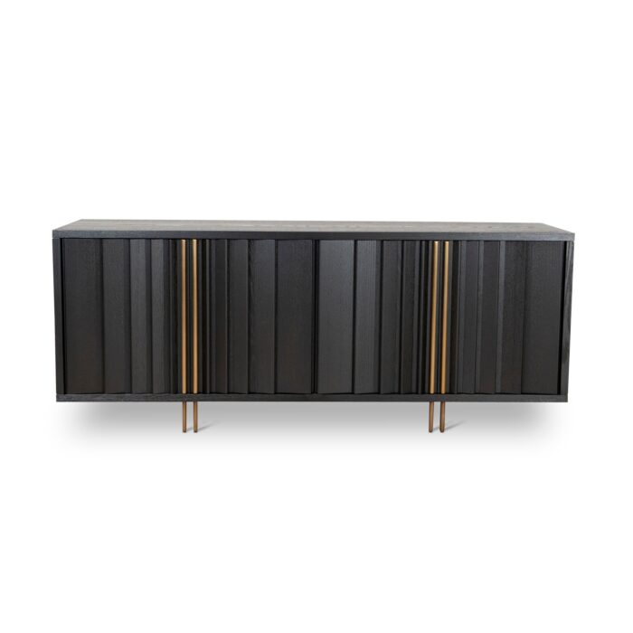 Ava 2m Buffet Unit - Textured Espresso Black Storage Cabinet