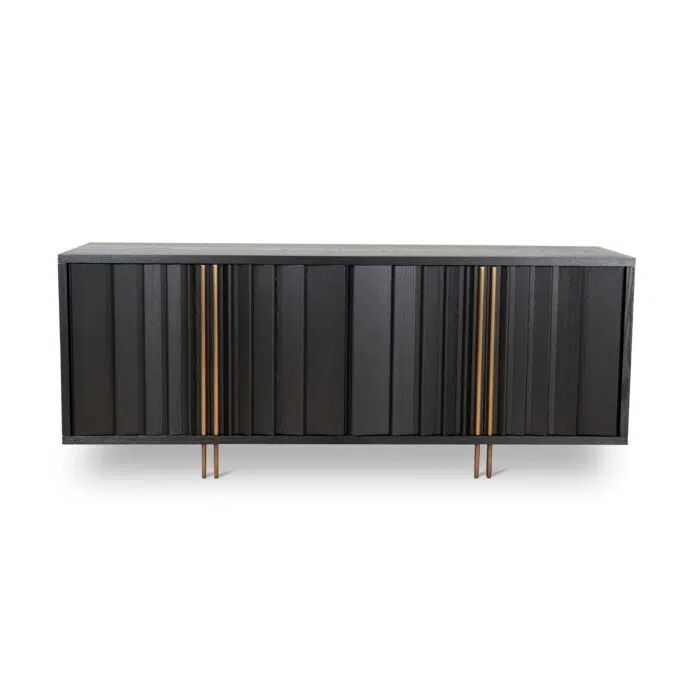 Ava 2m Buffet Unit - Textured Espresso Black Storage Cabinet