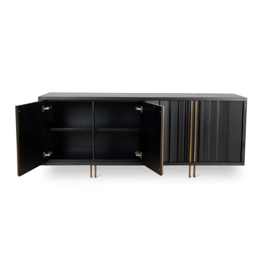 2m Textured Espresso Black Buffet Unit - Modern Storage Design
