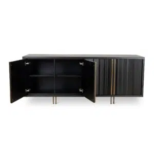 2m Textured Espresso Black Buffet Unit - Modern Storage Design