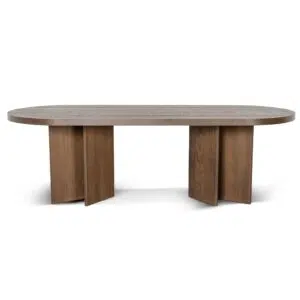 Leif 2.4m Pill Shape Dining Table - Caramel Oak Modern Design