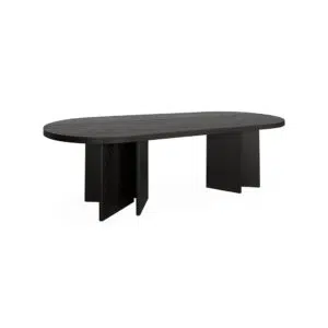 Aria 2.4m Pill Shape Dining Table Textured Espresso Black