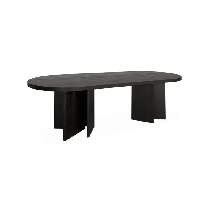 Aria 2.4m Pill Shape Dining Table – Textured Espresso Black
