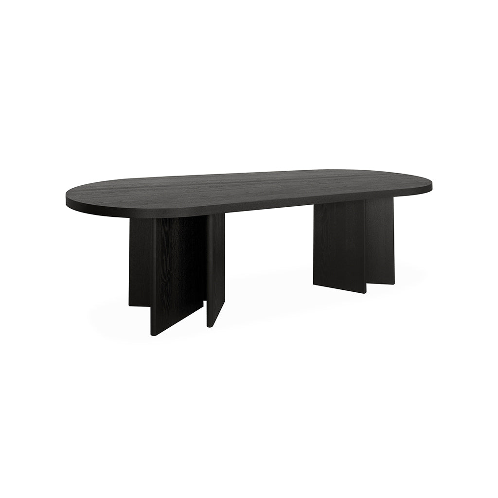 Aria 2.4m Pill Shape Dining Table Textured Espresso Black